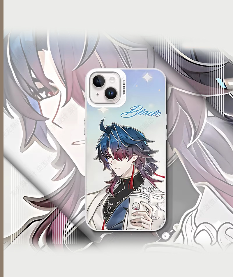 [Copy]Honkai: Star Rail Dan Heng & Blade Phone Case Holographic Silver Gradient