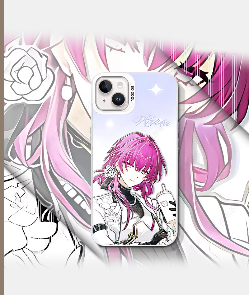 [Copy]Honkai: Star Rail Dan Heng & Blade Phone Case Holographic Silver Gradient