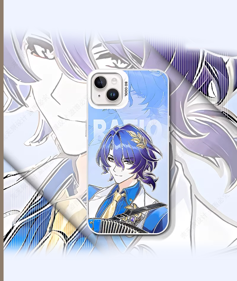[Copy]Honkai: Star Rail Dan Heng & Blade Phone Case Holographic Silver Gradient