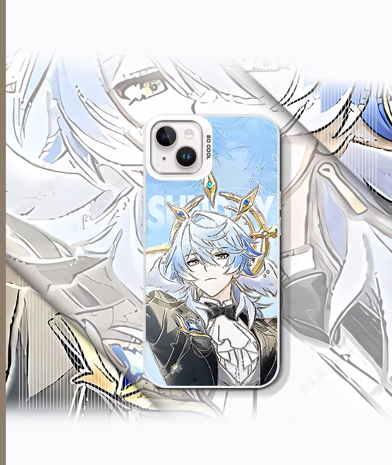 [Copy]Honkai: Star Rail Dan Heng & Blade Phone Case Holographic Silver Gradient