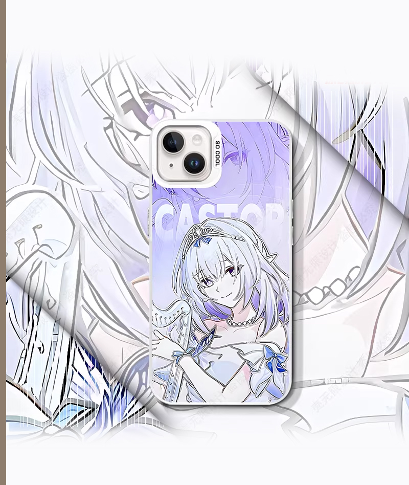 [Copy]Honkai: Star Rail Dan Heng & Blade Phone Case Holographic Silver Gradient