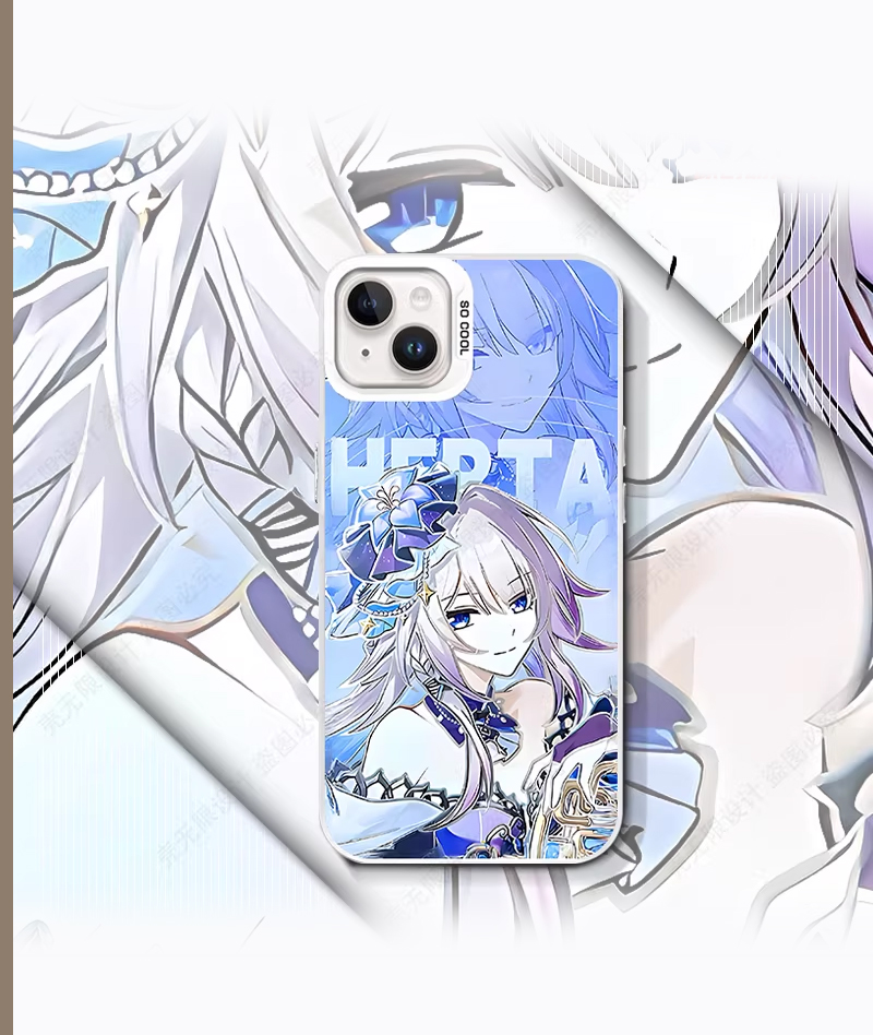 [Copy]Honkai: Star Rail Dan Heng & Blade Phone Case Holographic Silver Gradient