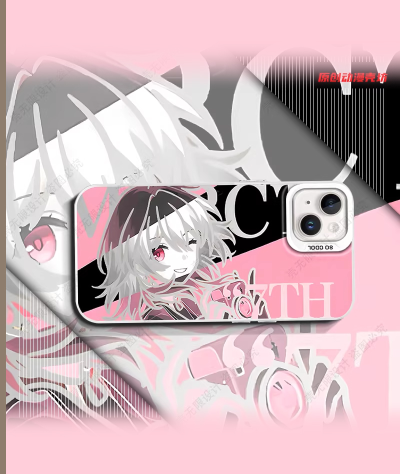 Honkai: Star Rail Aventurine & Acheron Phone Case Holographic Silver Plated