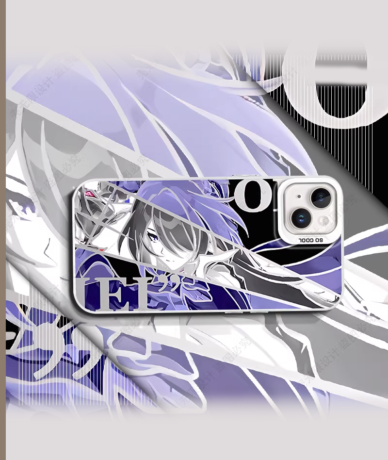 Honkai: Star Rail Aventurine & Acheron Phone Case Holographic Silver Plated