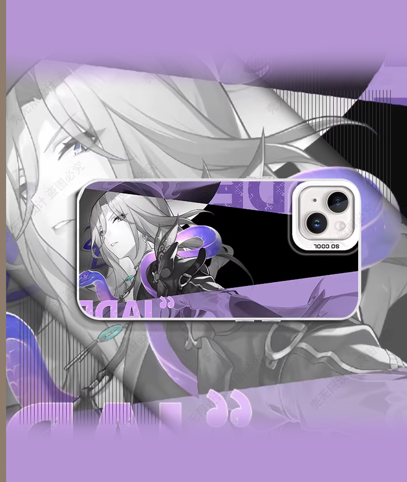 Honkai: Star Rail Aventurine & Acheron Phone Case Holographic Silver Plated