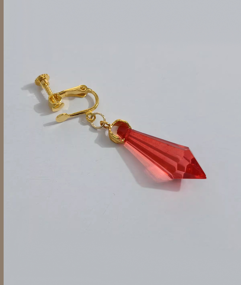 Honkai: Star Rail Anaxa Inspired Red Crystal Earrings