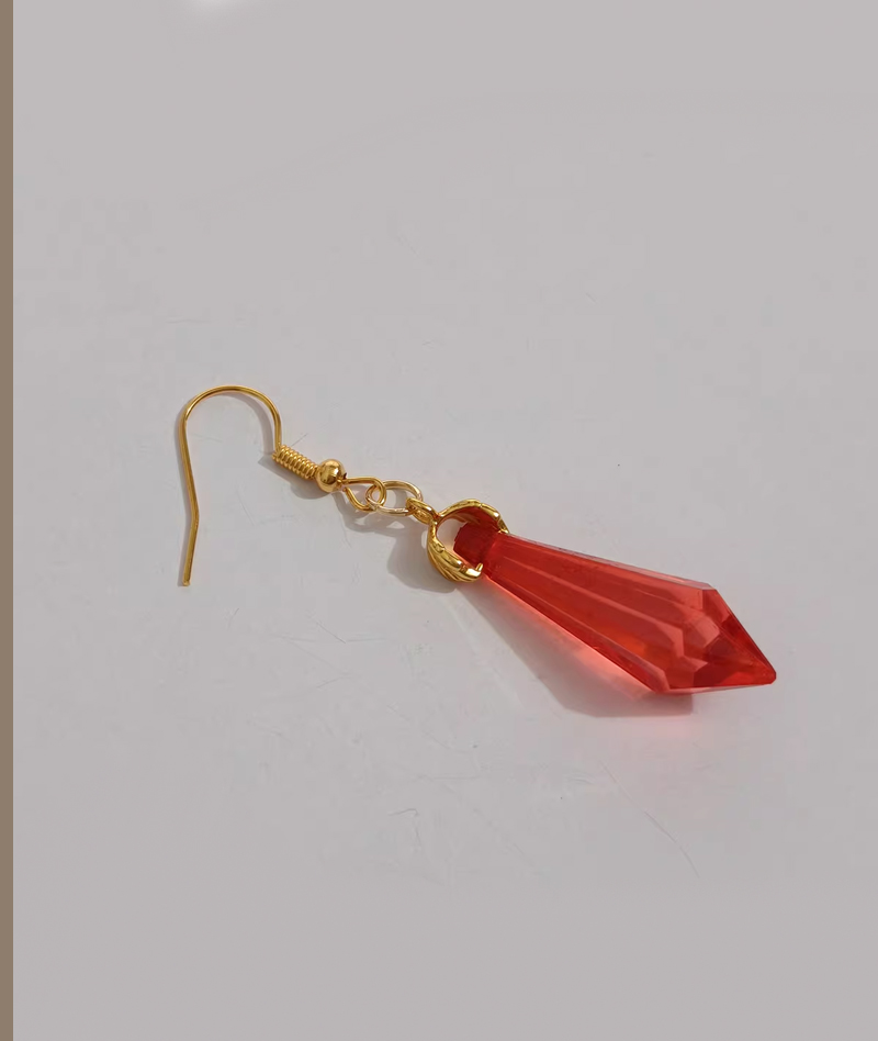 Honkai: Star Rail Anaxa Inspired Red Crystal Earrings