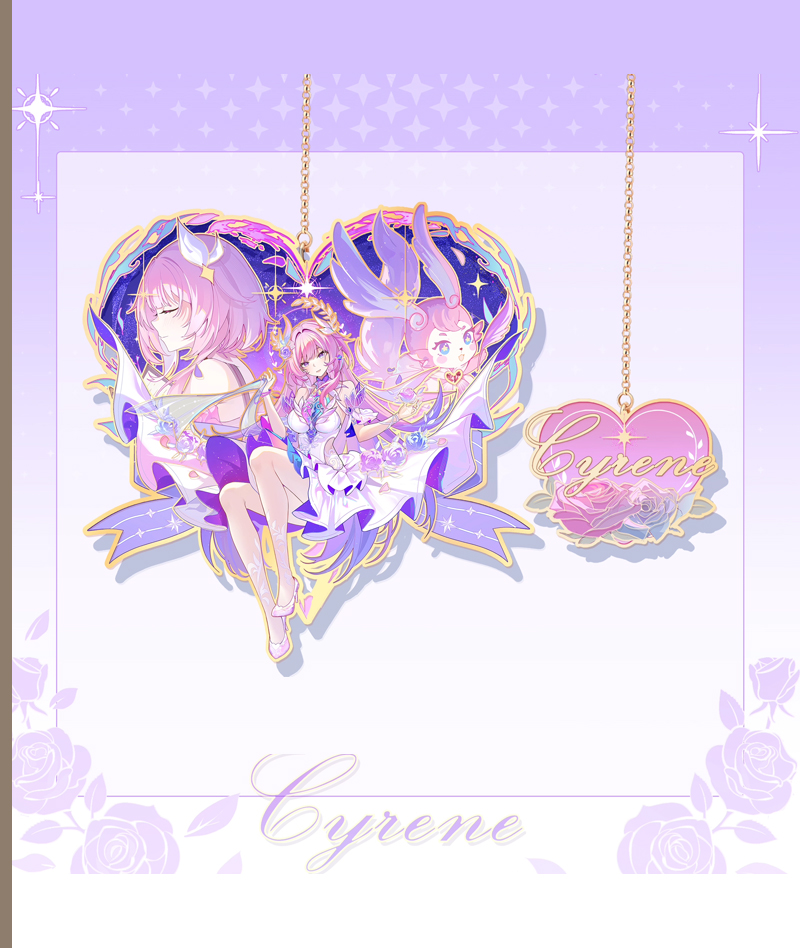 HSR Cyrene Collection: Love Badge, Stand & Metal Bookmark