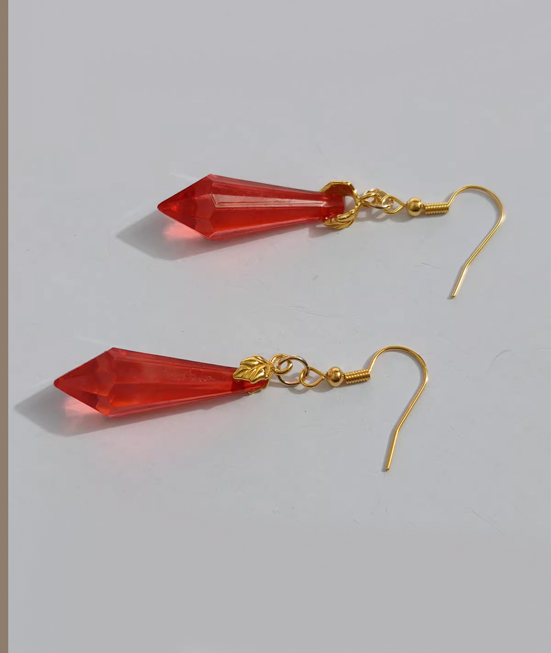 Honkai: Star Rail Anaxa Inspired Red Crystal Earrings
