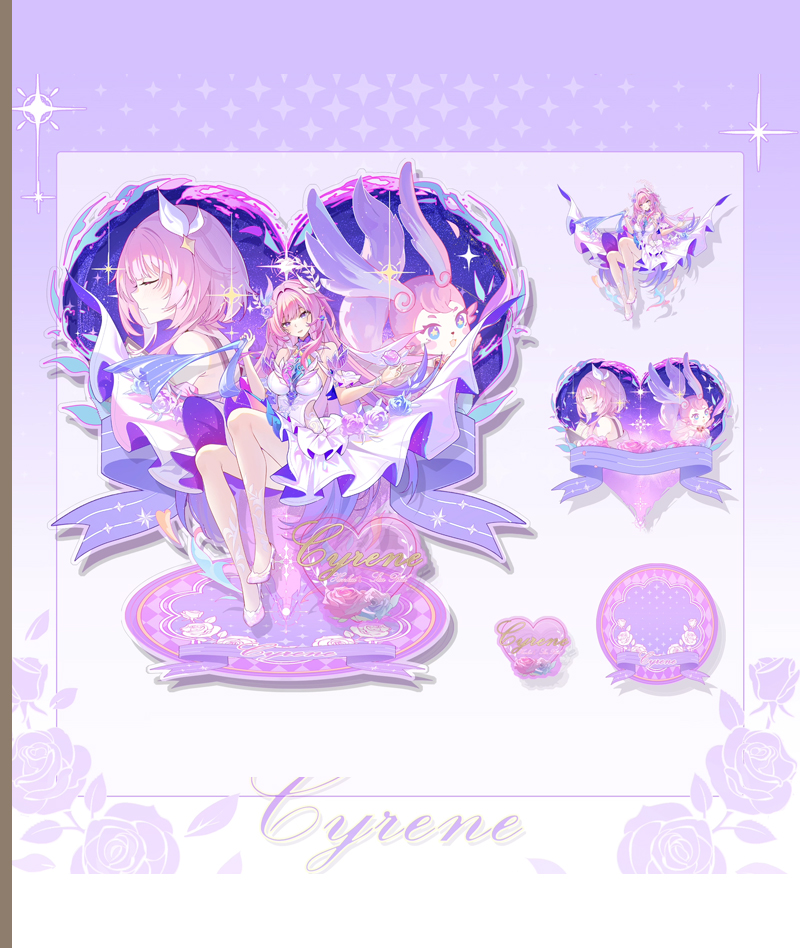 HSR Cyrene Collection: Love Badge, Stand & Metal Bookmark