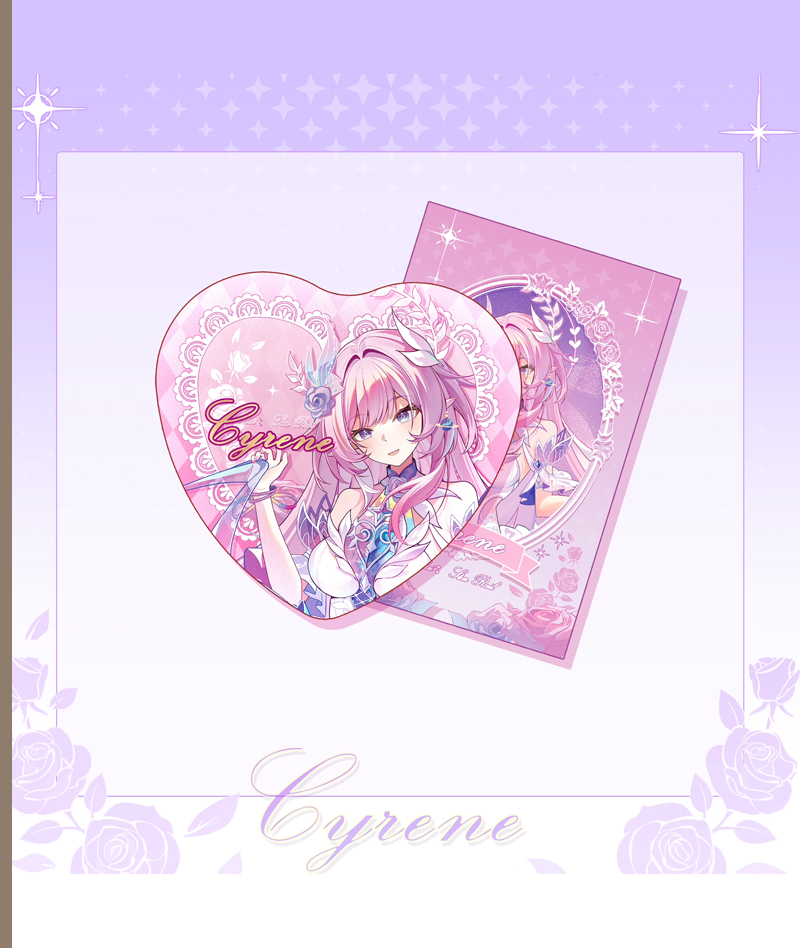 HSR Cyrene Collection: Love Badge, Stand & Metal Bookmark