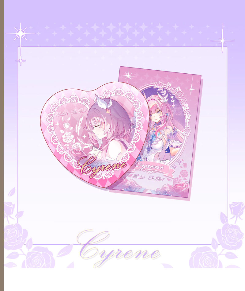 HSR Cyrene Collection: Love Badge, Stand & Metal Bookmark