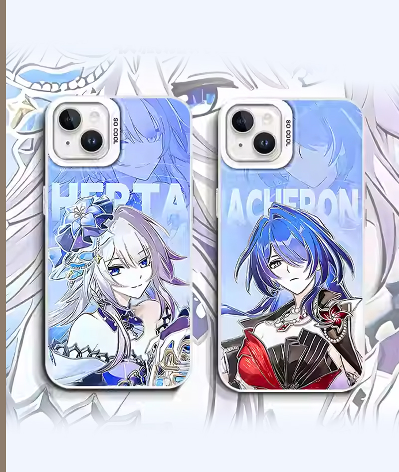[Copy]Honkai: Star Rail Dan Heng & Blade Phone Case Holographic Silver Gradient