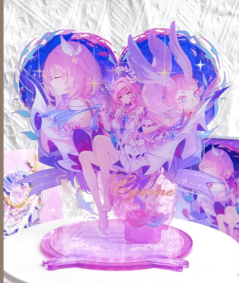 HSR Cyrene Collection: Love Badge, Stand & Metal Bookmark