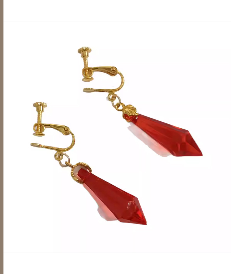 Honkai: Star Rail Anaxa Inspired Red Crystal Earrings