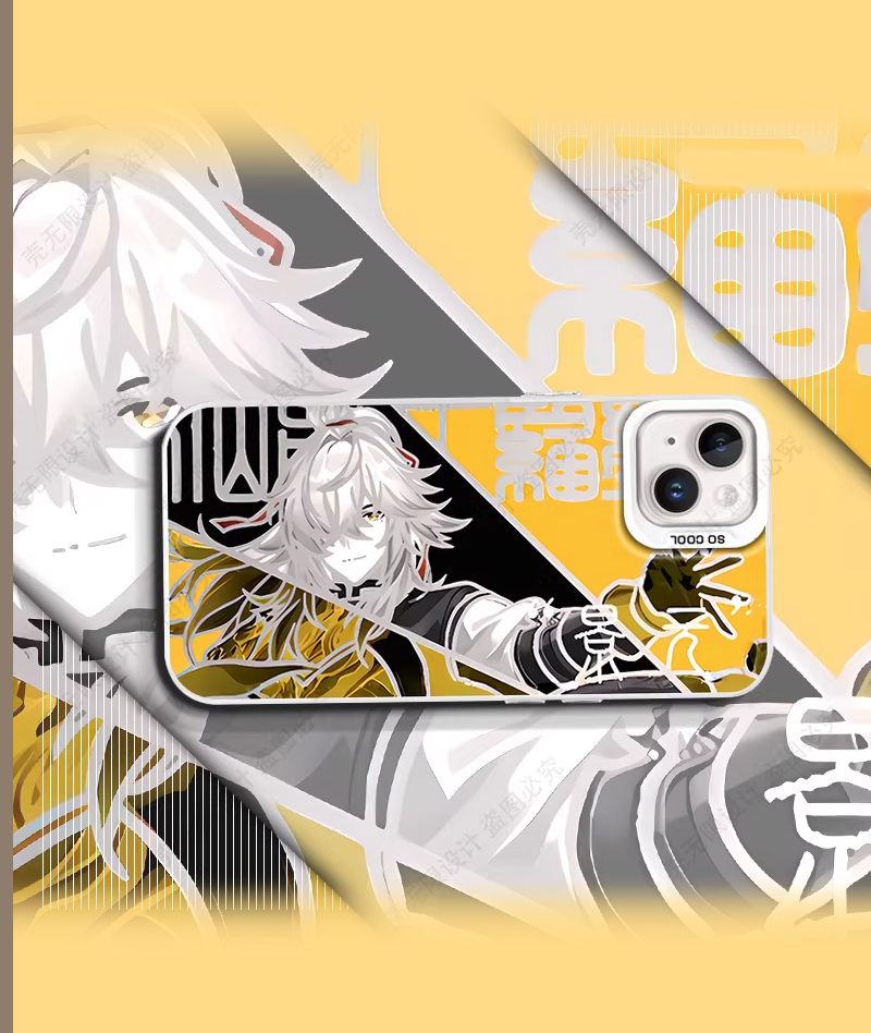 Honkai: Star Rail Aventurine & Acheron Phone Case Holographic Silver Plated