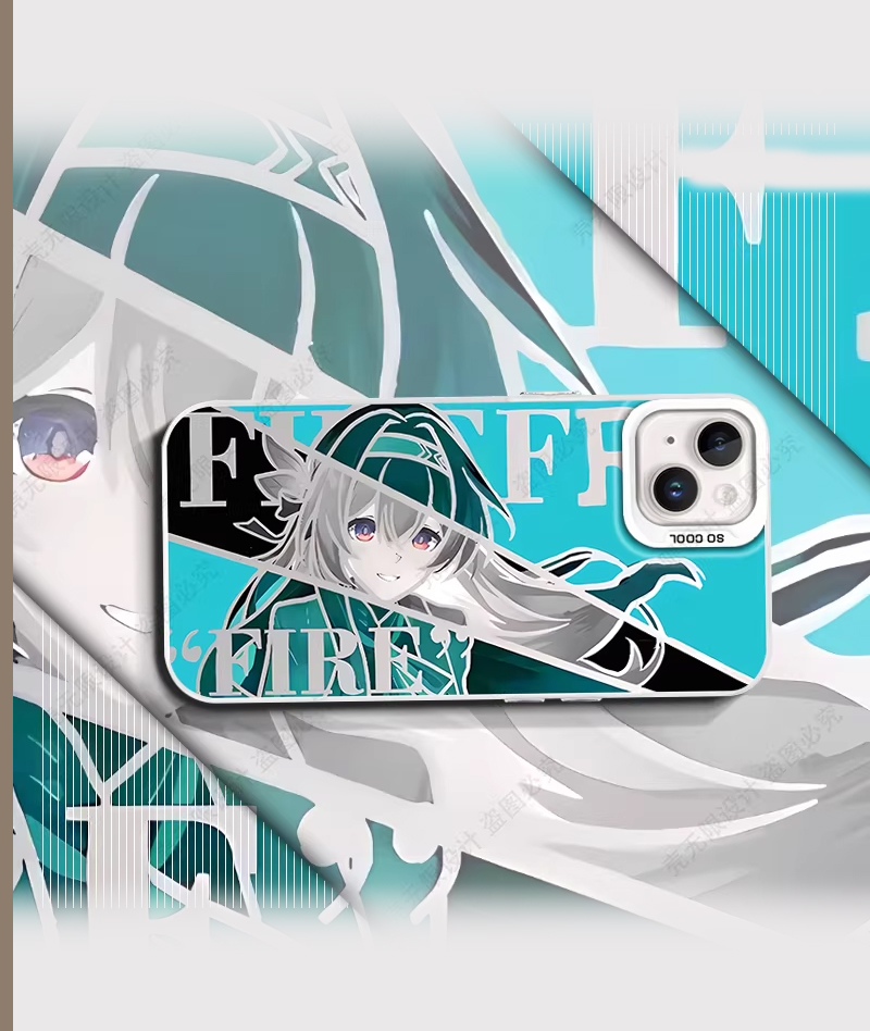 Honkai: Star Rail Aventurine & Acheron Phone Case Holographic Silver Plated