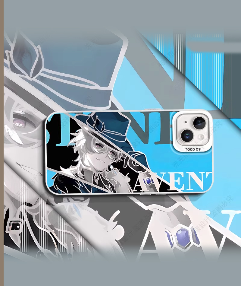 Honkai: Star Rail Aventurine & Acheron Phone Case Holographic Silver Plated