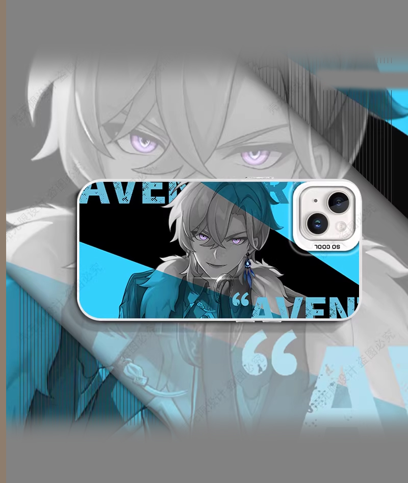 Honkai: Star Rail Aventurine & Acheron Phone Case Holographic Silver Plated