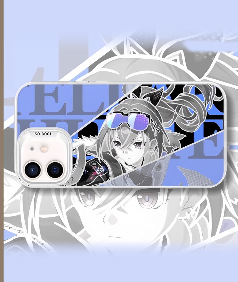 Honkai: Star Rail Aventurine & Acheron Phone Case Holographic Silver Plated