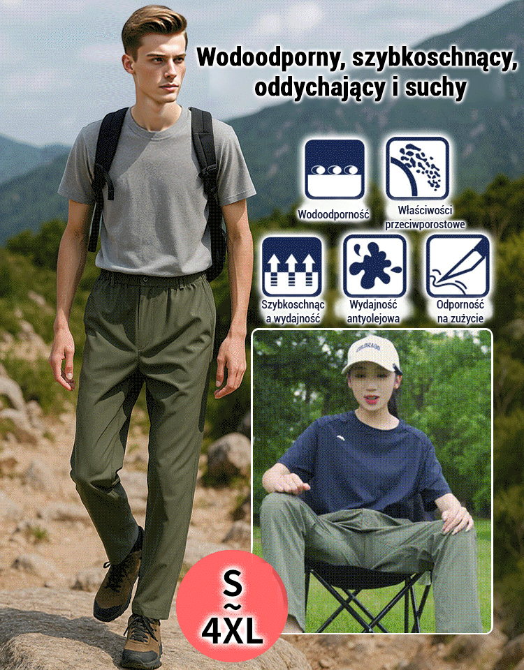 【Oddychające i wodoodporne】funkcyjne szybkoschnące spodnie robocze męskie z trójkątnymi wstawkami