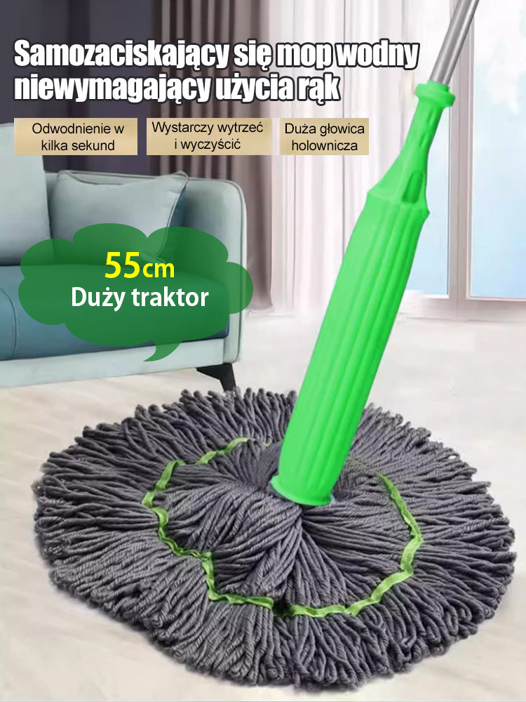 [Odwodnienie w 1 sekundę] Mop obrotowy z samoskręcającym się włóknem bambusowym