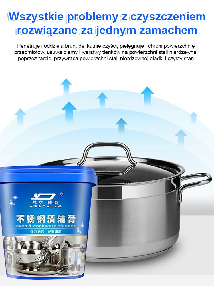 【Łatwe usuwanie zabrudzeń】 Pasta do czyszczenia stali nierdzewnej z czarnymi osadami na dnie garnka