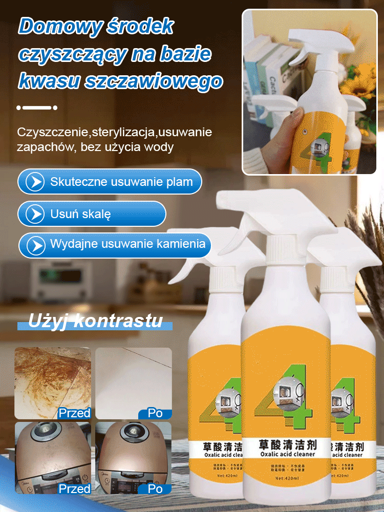 Domowy środek czyszczący na bazie kwasu szczawiowego