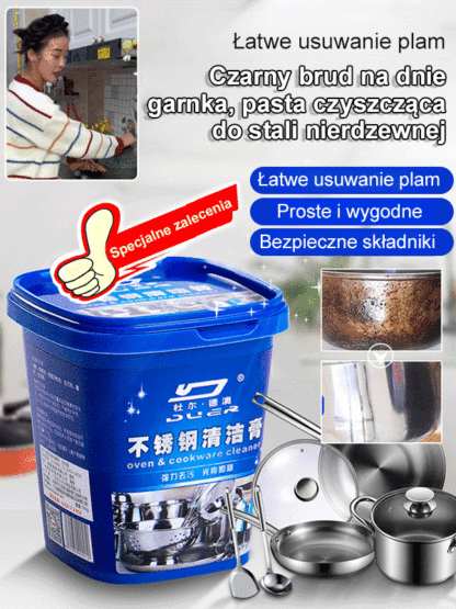 【Łatwe usuwanie zabrudzeń】 Pasta do czyszczenia stali nierdzewnej z czarnymi osadami na dnie garnka