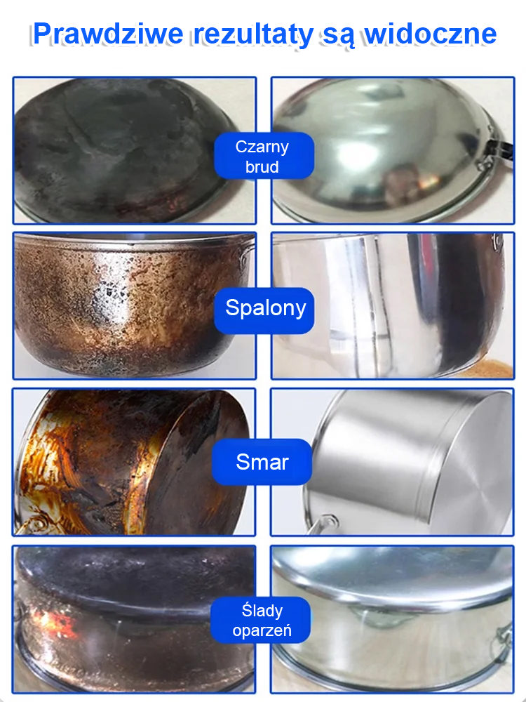 【Łatwe usuwanie zabrudzeń】 Pasta do czyszczenia stali nierdzewnej z czarnymi osadami na dnie garnka