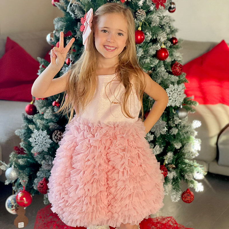 Twill & Mesh  Sleeveless Mid-long Dresses