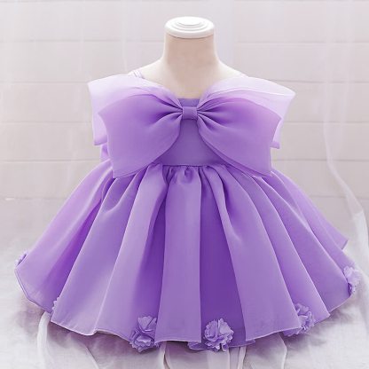 Organza Bow Rosette Maxi Dresses - Purple - 2-3Y - image 37