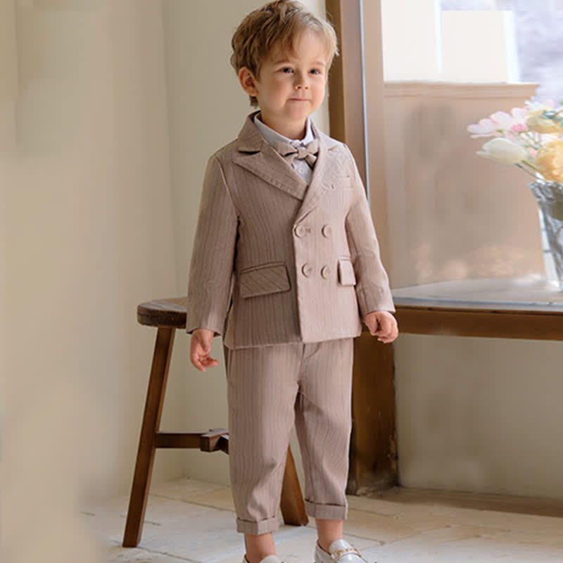 Cotton-blend Button Pocket Stitching Long Sleeve Regular Six-piece Formal Suit - image 3