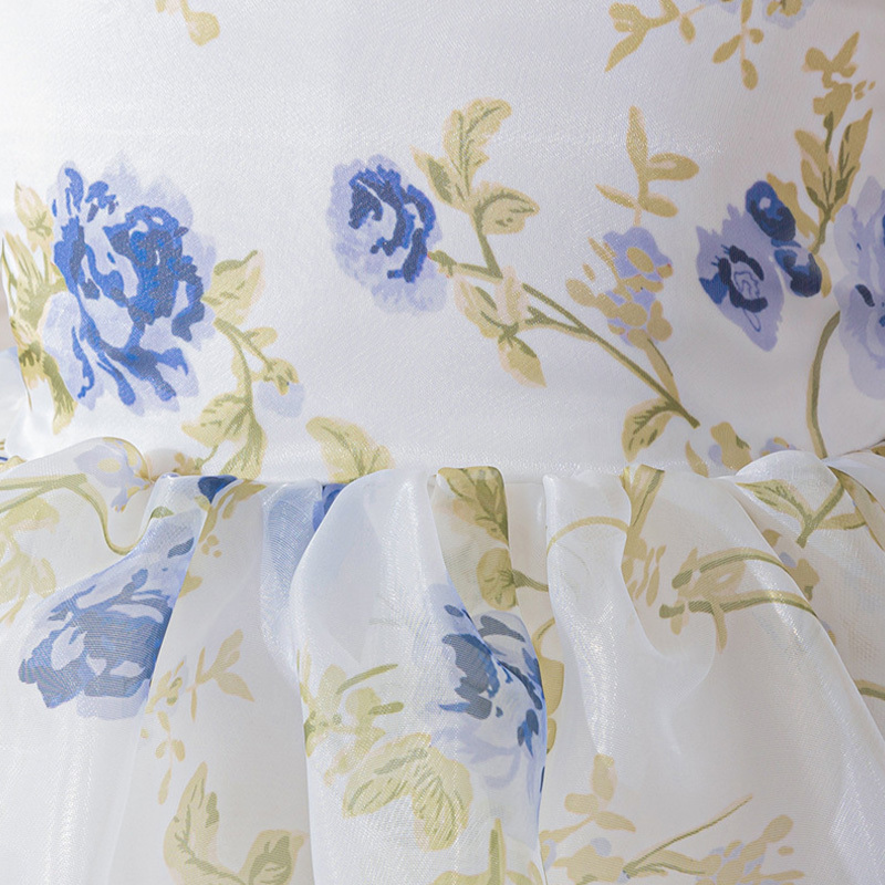 Organza Bow Split Joint Printing Short Sleeve Midi Dresses - image 12