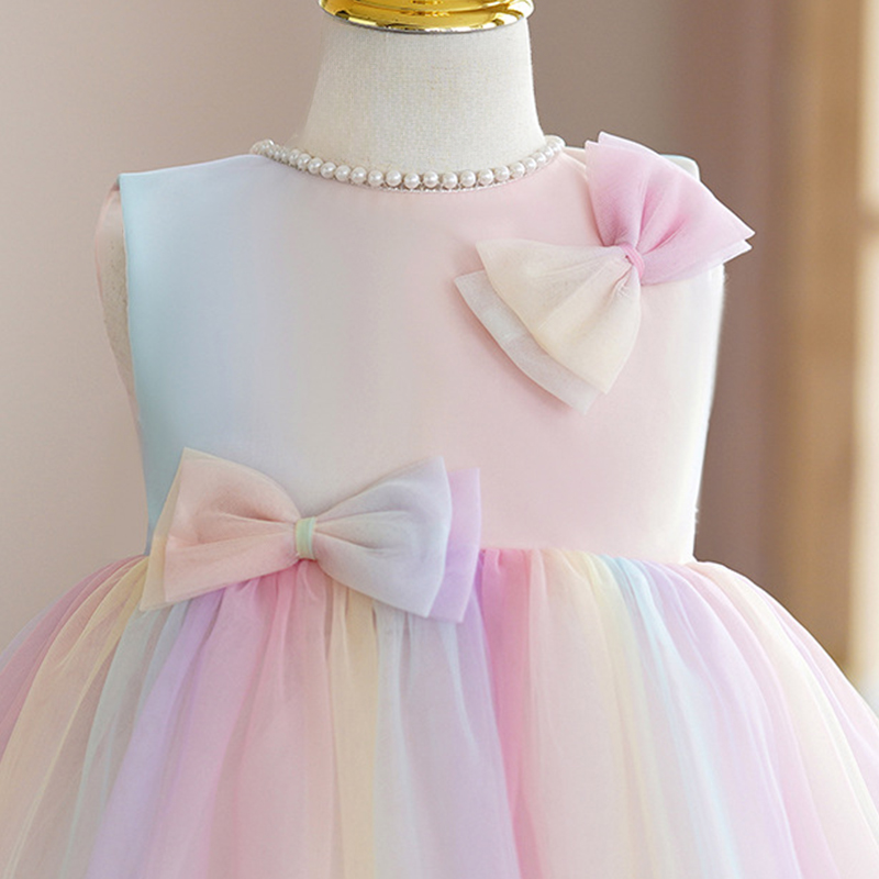 Mesh Bow Pearl Sleeveless Midi Dresses - image 5