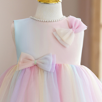 Mesh Bow Pearl Sleeveless Midi Dresses - image 5