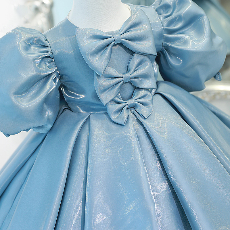 Chemical Fiber Blend Bow Short Sleeve Midi Dresses - image 6