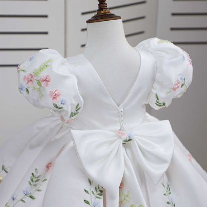 Satin Rosette Bow Short Sleeve Midi Dresses - image 5