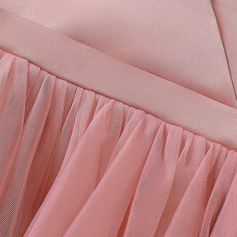 Satin & Mesh Bow Sleeveless Maxi Dresses - image 14