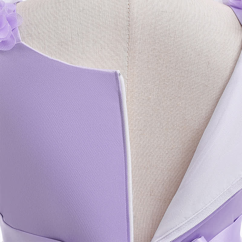 Satin & Mesh Rosette Sleeveless Mid-long Dresses - image 58