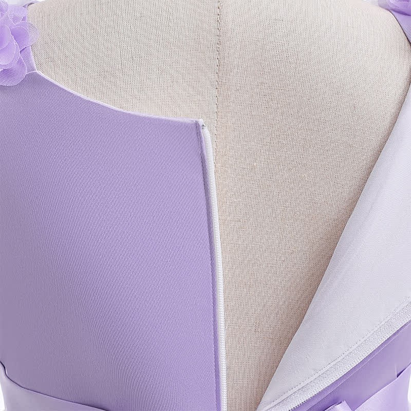 Satin & Mesh Rosette Sleeveless Mid-long Dresses - image 58