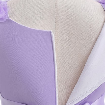 Satin & Mesh Rosette Sleeveless Mid-long Dresses - image 58