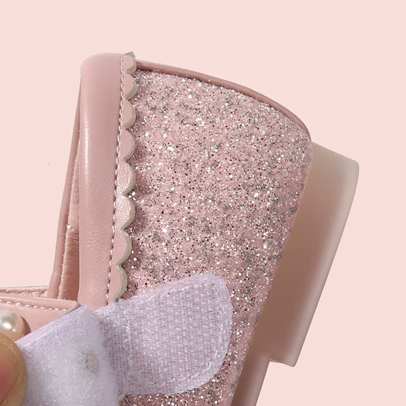 Solid Bow Sequins Pearl Round Toe Mary Janes  - image 8