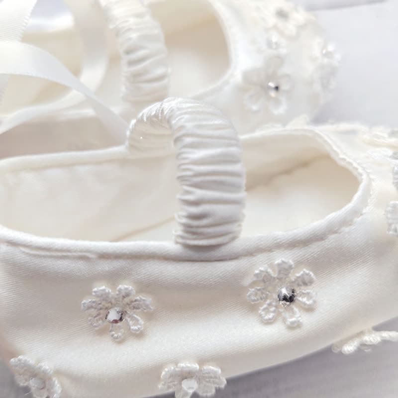 Solid Ribbon Rosette Bow Round Toe Flats - image 4