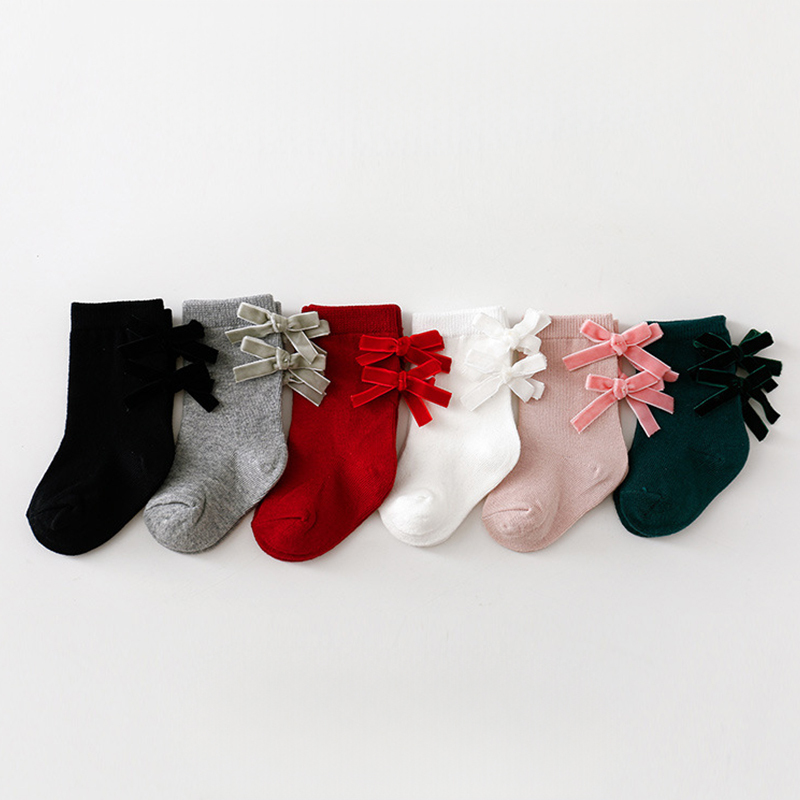 Solid With Bow Socks - image 3