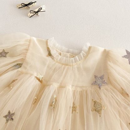 Mesh Embroidery Long Sleeve Midi Dresses - image 8