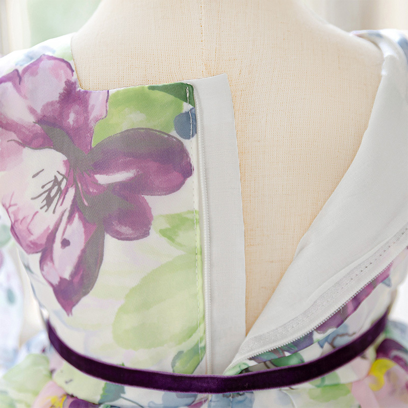 Organza Bow Printing Short Sleeve Midi Dresses - image 12