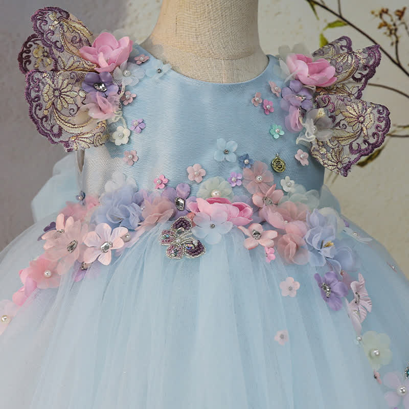 Mesh Rosette Butterfly Sleeveless Mid-long Dresses - image 4