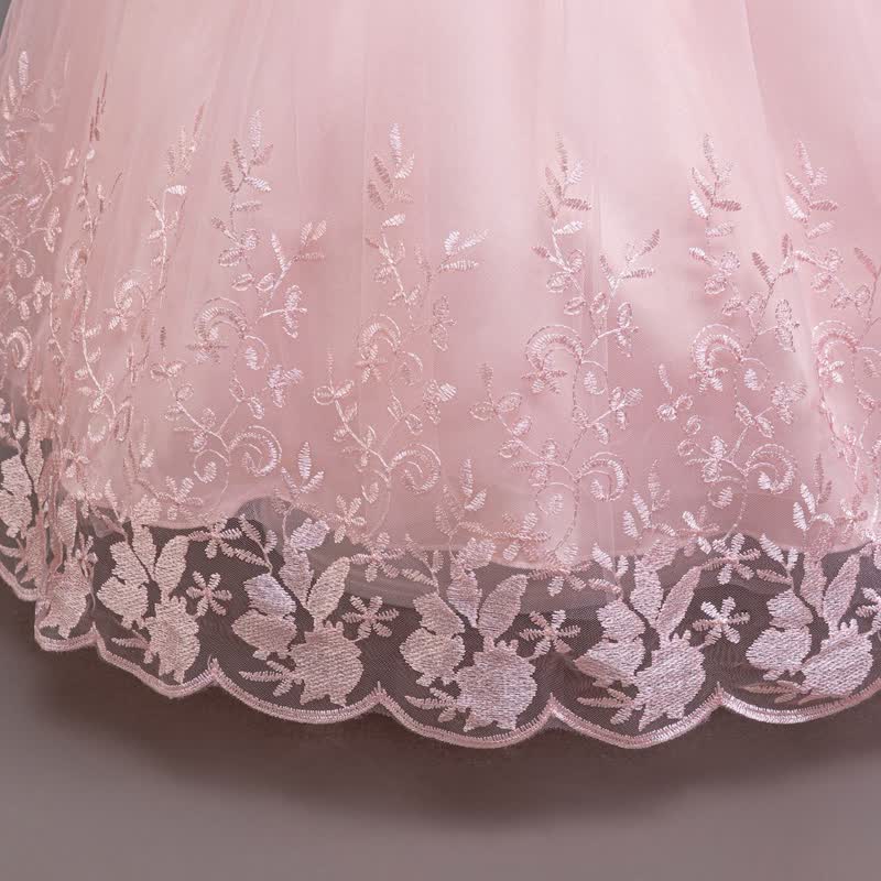 Embroidery Mesh Rosette Crystal Long Sleeve Maxi Dresses - image 15