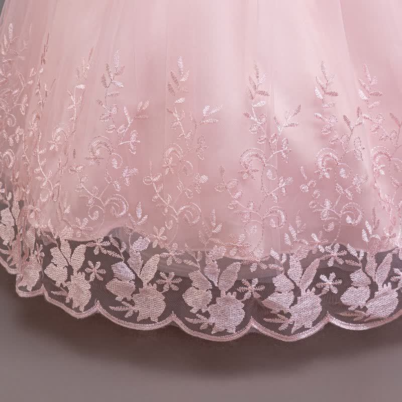 Embroidery Mesh Rosette Crystal Long Sleeve Maxi Dresses - image 15